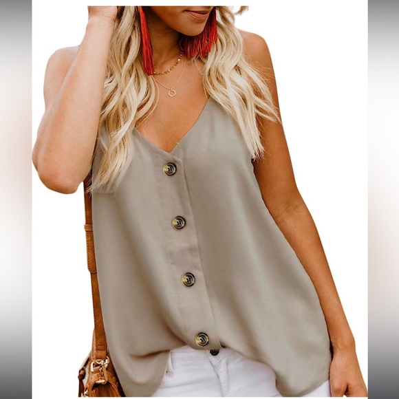 Angerella Button Down V Tank Top - Picture 1 of 5